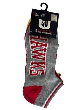 Atlanta Hawks NBA Crew Socks 3 Pack Mens 6-12 Red Gray Yellow New